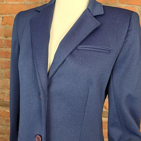 Vintage Givenchy Sport 1990s Blazer Navy Blue 2 Buttons Size 12 - Picture 3 of 8
